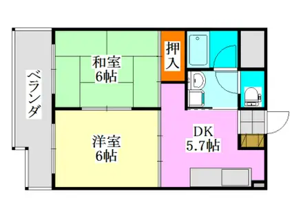 メゾンコリーヌII(2DK/3階)の間取り写真