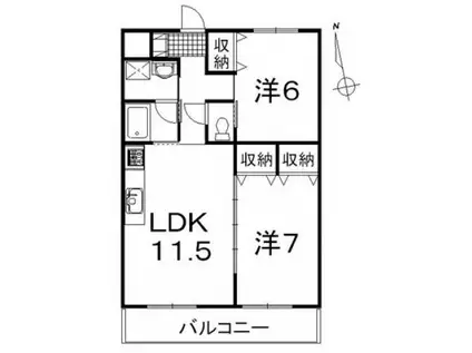 ジョイパレスC(2LDK/1階)の間取り写真