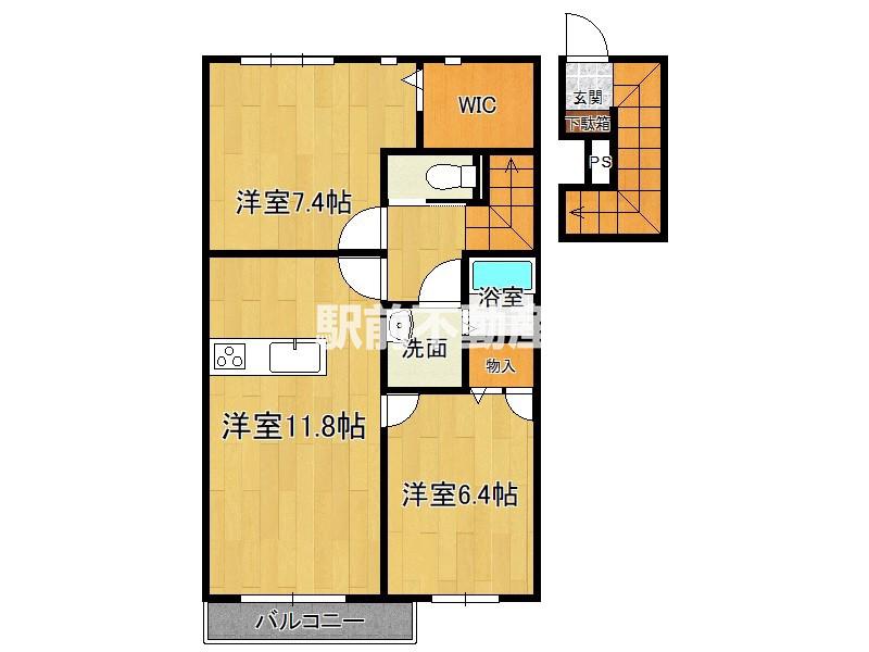 グラーティア春日II(2LDK/2階)の間取り写真
