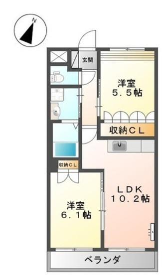 カンパーニュハウス ヒロ(2LDK/1階)の間取り写真