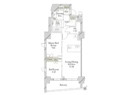 ライブカーサ文京千石プレミア(2SLDK/4階)の間取り写真