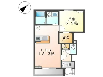 ブルーノ(1LDK/1階)の間取り写真
