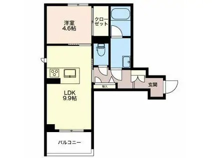 グリーンセント(1LDK/1階)の間取り写真