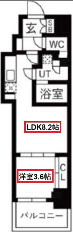 ミラージュパレス本町DEPART(1LDK/2階)の間取り写真