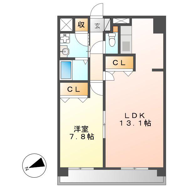 グランシャリオ覺王山(1LDK/2階)の間取り写真