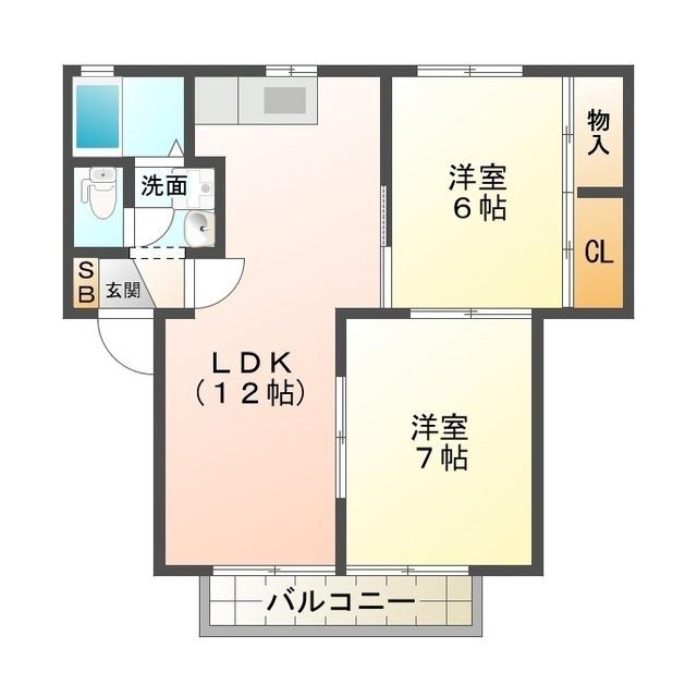 セントリバーヒルズ東千代崎(2LDK/2階)の間取り写真
