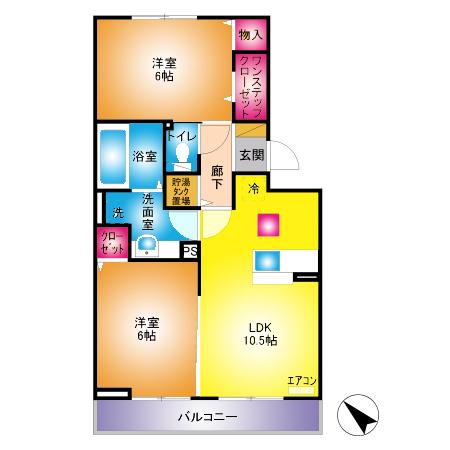 プレジール(2LDK/2階)の間取り写真