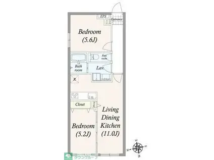 GRAN PASEO大井町(2LDK/4階)の間取り写真