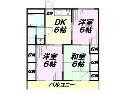 グリーンガーデン(3DK/3階)の間取り写真