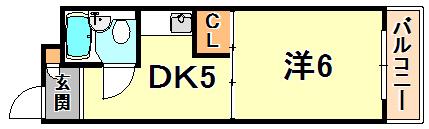 大和テラス(1DK/1階)の間取り写真