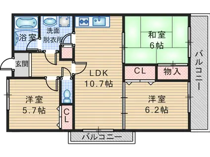 TOC21(3LDK/4階)の間取り写真