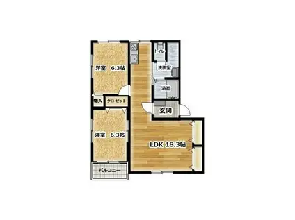 グランエスポワール V(2LDK/2階)の間取り写真