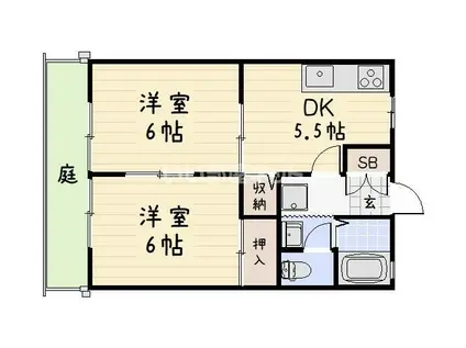 ビ-ライン篠崎(2DK/1階)の間取り写真