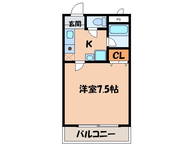 伊藤ハイツ大平(1K/2階)の間取り写真