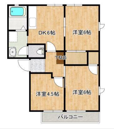 ベルジュールA(3DK/1階)の間取り写真