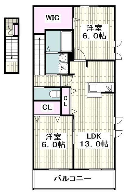 アフェクティオB(2LDK/2階)の間取り写真