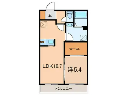 アルプス3号館(1LDK/2階)の間取り写真