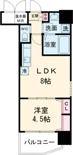 エステムコート三宮駅前IIアデシオン(1DK/15階)の間取り写真