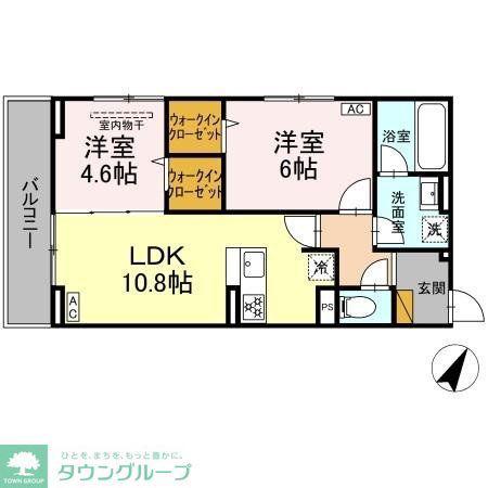 グランディール柏の葉(2LDK/2階)の間取り写真