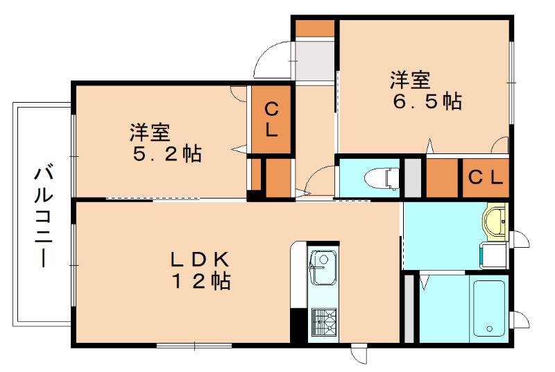 アムール美明(2LDK/2階)の間取り写真