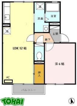 セリエA(1LDK/2階)の間取り写真