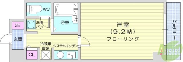 KC21ビル(1K/8階)の間取り写真