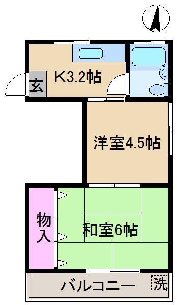 アイパレス(2K/1階)の間取り写真
