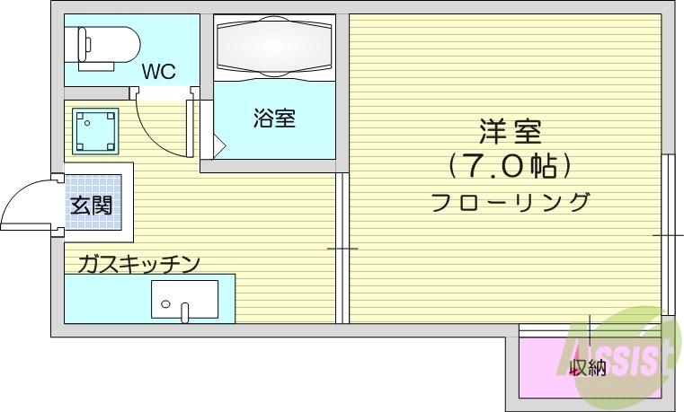 第二コーポ花坂(1K/1階)の間取り写真