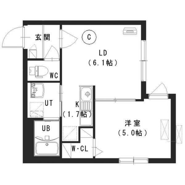ルチアーノ発寒南(1LDK/4階)の間取り写真
