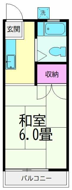 せんぞくトキワコーポ(ワンルーム/2階)の間取り写真