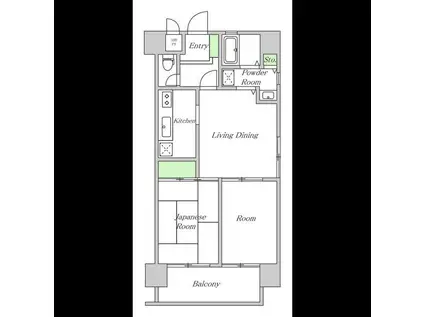 ライオンズマンション江戸堀第2(2LDK/6階)の間取り写真