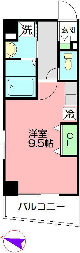 MILKY WAY鵠沼(ワンルーム/4階)の間取り写真