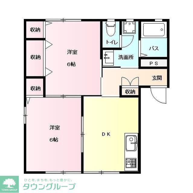 ヴェル・スーズ B(2DK/2階)の間取り写真