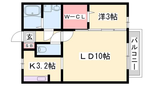 エクセル英賀保八十八 A棟(1LDK/2階)の間取り写真