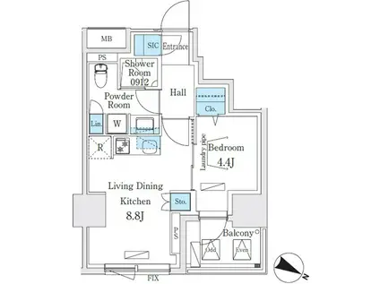 URBAN BREEZE 恵比寿(1LDK/7階)の間取り写真