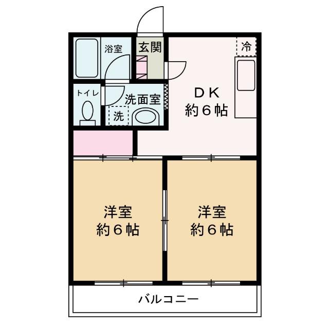 GRANDEUR(2DK/2階)の間取り写真