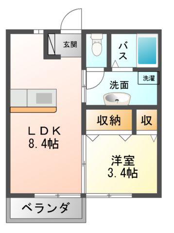 ヴィルポートII(1LDK/1階)の間取り写真