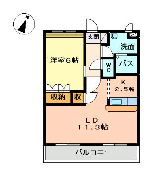 グレイスハイム(1LDK/1階)の間取り写真