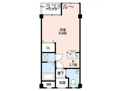 プティ クール(1K/3階)の間取り写真