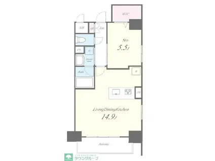 WISTARIA 柳橋(1LDK/5階)の間取り写真