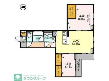 アニヴェルセル(2LDK/2階)の間取り写真