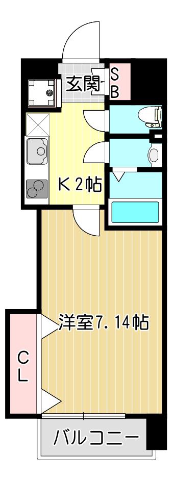 ラグゼ布施駅前(1K/6階)の間取り写真
