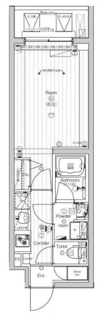 PREMIUM CUBE 東中野(1K/2階)の間取り写真