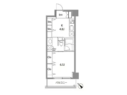 カスタリア中目黒(1K/4階)の間取り写真