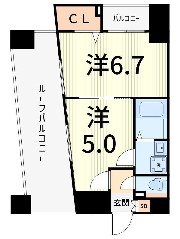 プレール・ドゥーク東京イースト(1DK/8階)の間取り写真