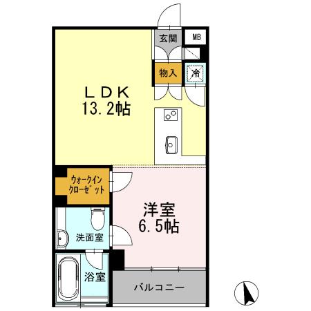 カスタリア目黒長者丸(1LDK/1階)の間取り写真
