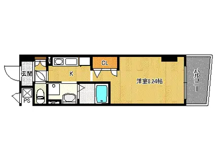 ウインズコート甲風園(1K/6階)の間取り写真