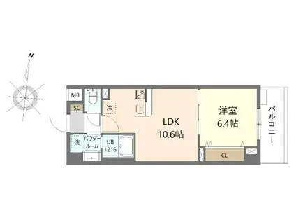 ウエサカ ステューディオ(1LDK/4階)の間取り写真