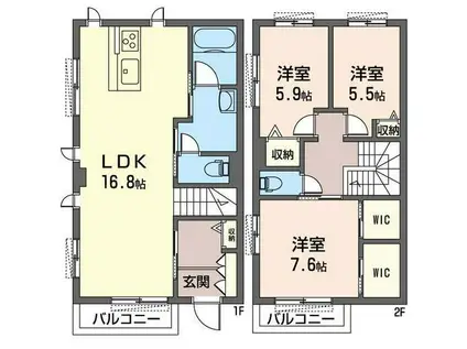 ウィステリア湘南III(3LDK/1階)の間取り写真