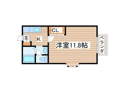 ハウスリバーユB(1K/1階)の間取り写真